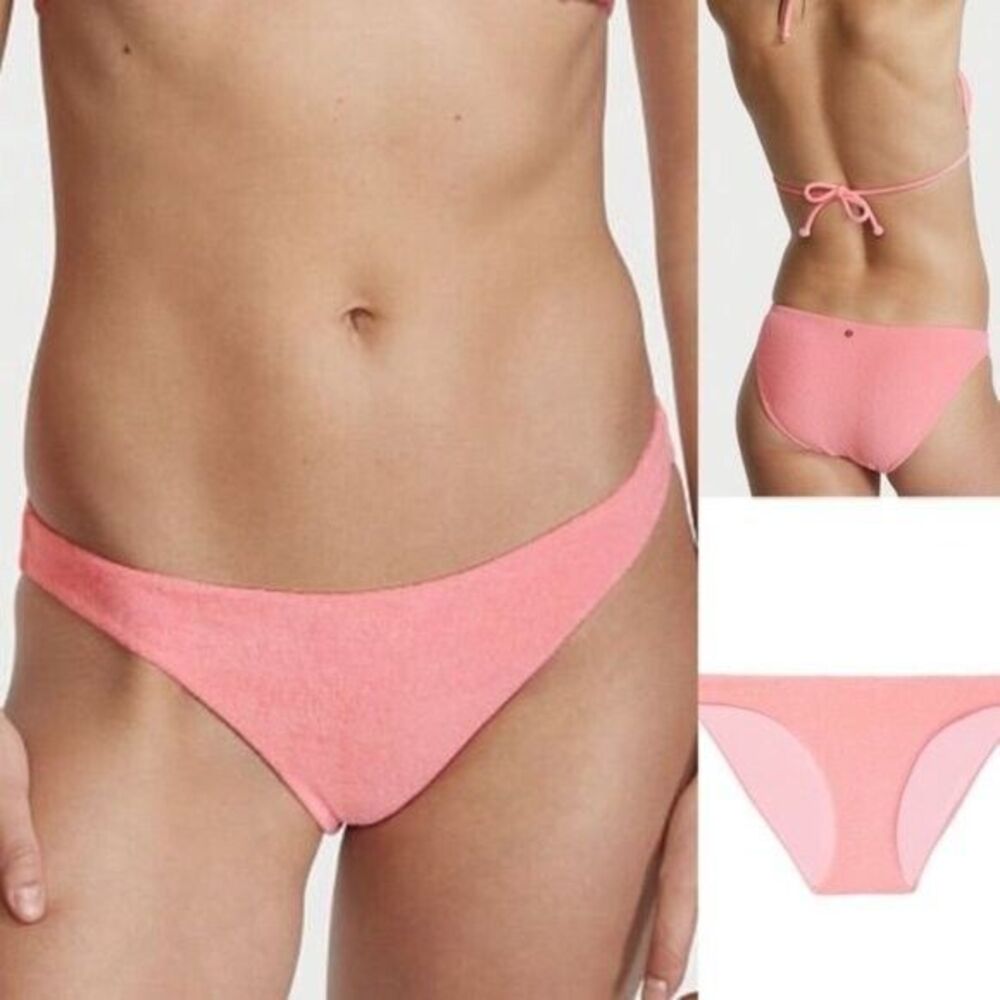VICTORIA'S SECRET TERRY CLOTH PINK BIKINI SWIMSUIT BOTTOM-SMALL~NWT~$26.95
